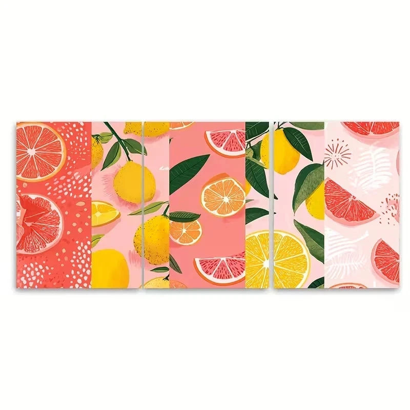 3pcs Pink & Green Retro Italian Summer Kitchen Wall Art Set Canvas Framed 60x90cm - High Quality Print 100% Australian Made Wall Canvas Ready to Hang