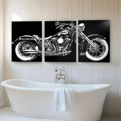 3pcs Vintage Motorcycle Classic Bike Perfect Wall Art Set Canvas Framed 40x60cm - High Quality Print 100% Australian Made Wall Canvas Ready to Hang