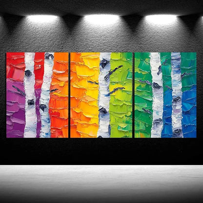 3pcs Colorful Trees Purple Green Blue Metal Print Ready to Hang Art