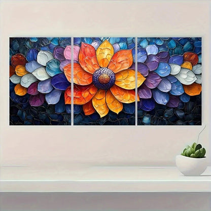 3pcs Wildflower Painting Bold Radiant Metal Print Ready to Hang Art