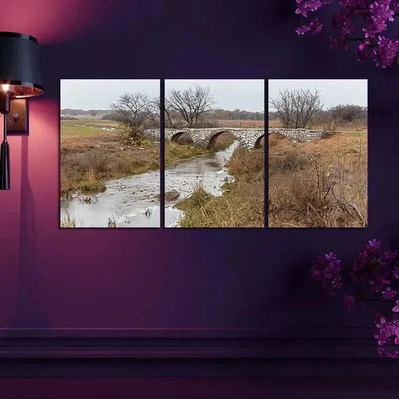 3pcs Charming Autumn Countryside Metal Print Ready to Hang Art