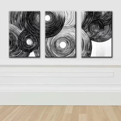 3pcs Abstract Wood Rings Metal Print Ready to Hang Art