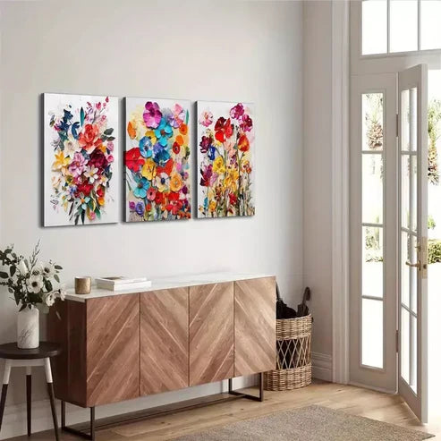 3pcs Watercolor Floral Canvas Framed 60X90cm - High Quality Print 100% Australian Made Wall Canvas Ready to Hang