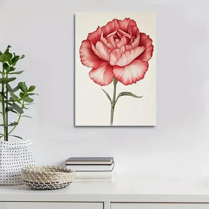Vibrant Red Flower Painting  40x60cm Metal Print Ready to Hang