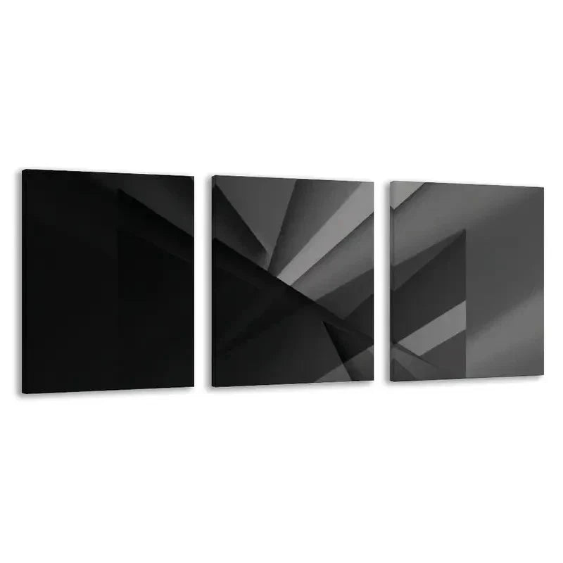 3pcs Geometric Abstraction In Shades Of Gray   Wall Art Set Canvas Framed 60x90cm - High Quality Print 100% Australian Made Wall Canvas Ready to Hang