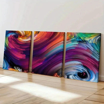 3pcs Abstract Fractal Art Colorful Spiral Wall Art Set Canvas Framed 40x60cm - High Quality Print 100% Australian Made Wall Canvas Ready to Hang