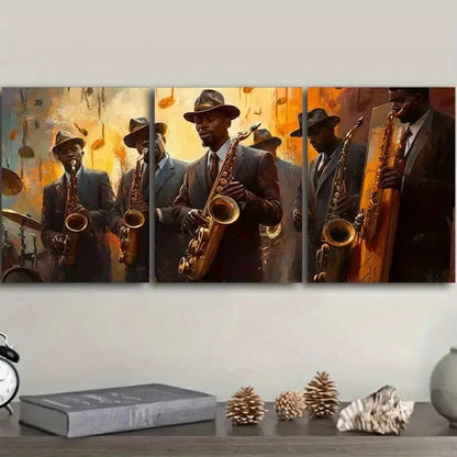 3pcs Jazz Band Portrait Orientation Metal Print Ready to Hang Art