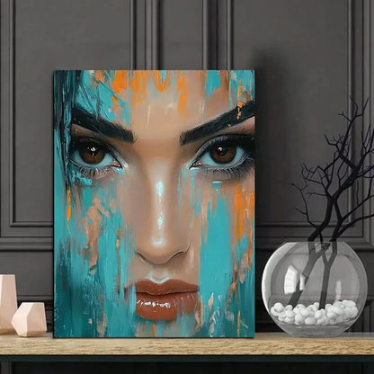 Beautiful Portrait Painting Thick Brush Strokes 40x60cm Metal Print Ready to Hang