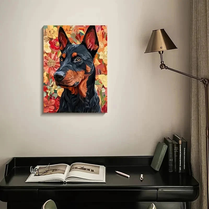 Beautiful Beauceron Dog Measuring Painting 40x60cm Metal Print Ready to Hang