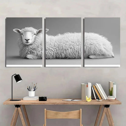 3pcs Funny Sheep Whimsical Animal Metal Print Ready to Hang Art