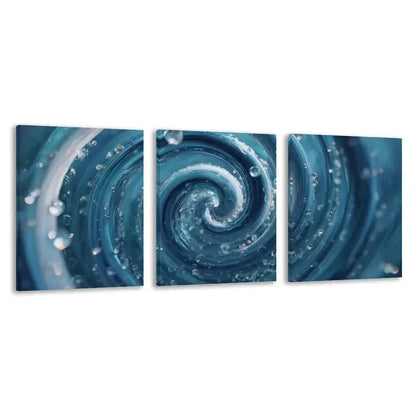 3pcs Blue Water Spiral in The Style Wall Art Set Canvas Framed 60x90cm - High Quality Print 100% Australian Made Wall Canvas Ready to Hang