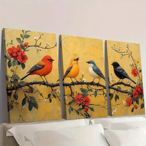 3pcs Vibrant Yellow Background Wall Art Canvas Unframed – High Quality Print 100% Australian Made Wall Canvas