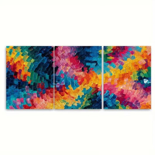 3pcs Bright Wall Art Colorful Abstract Painting Wall Art Set Canvas Framed 50x70cm - High Quality Print 100% Australian Made Wall Canvas Ready to Hang