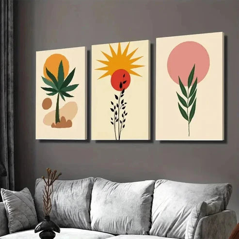 3pcs Boho Style Modern Abstract Tree Wall Art Set Canvas Unframed - High Quality Print 100% Australian Made Wall Canvas