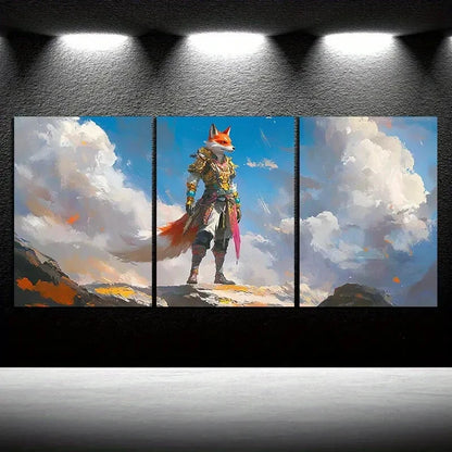 3pcs Beautiful Standing Red Fox Metal Print Ready to Hang Art