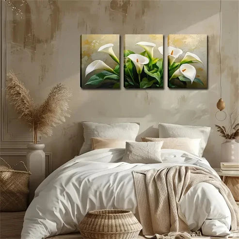3pcs Water Lily Flower Reflection Wall Art Canvas Unframed - High Quality Print 100% Australian Made Wall Canvas
