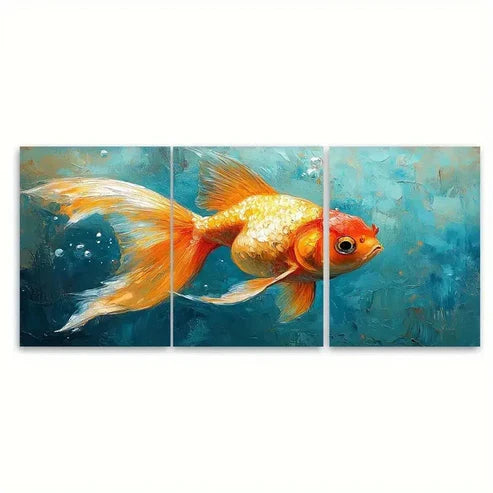 3pcs Goldfish Painting Fish ET Wall Art Set Canvas Unframed – High Quality Print, 100% Australian Made Wall Canvas