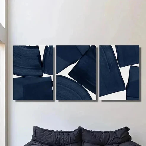 3pcs Blue Tone Geometric Patterns Wall Art Canvas Unframed - High Quality Print 100% Australian Made Wall Canvas