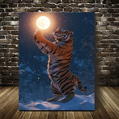 Realistic Scene of Tiger Dancing Under Sun 40x60cm Metal Print Ready to Hang