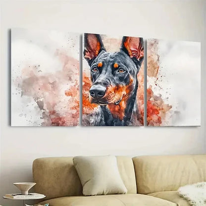 3pcs Cyberpunk Dobermann Pinscher Wall Art Set Canvas Unframed - High Quality Print 100% Australian Made Wall Canvas