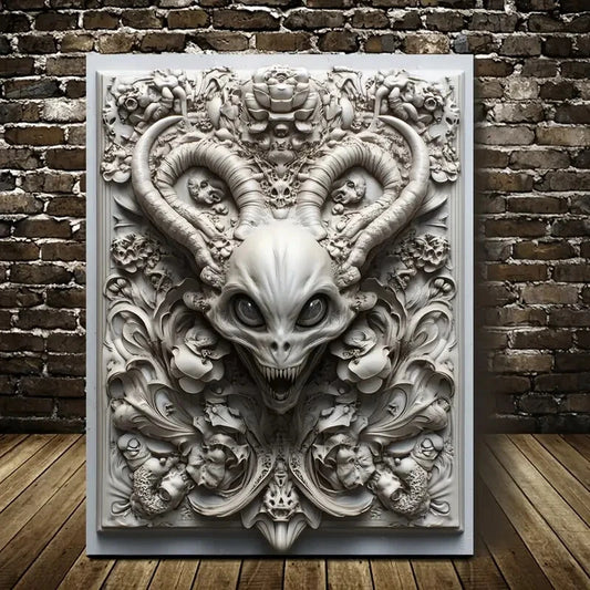 Featuring a Dark Alien Design Painting 40x60cm Metal Print Ready to Hang