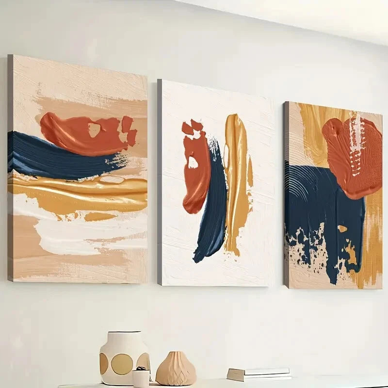 3pcs Vibrant Colorful Modern Abstract Perfect Wall Art Set Canvas Framed 40x60cm - High Quality Print 100% Australian Made Wall Canvas Ready to Hang