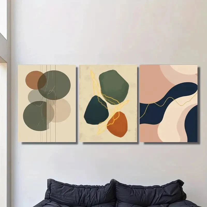 3pcs Modern Minimalist Abstract Metal Print Ready to Hang Art