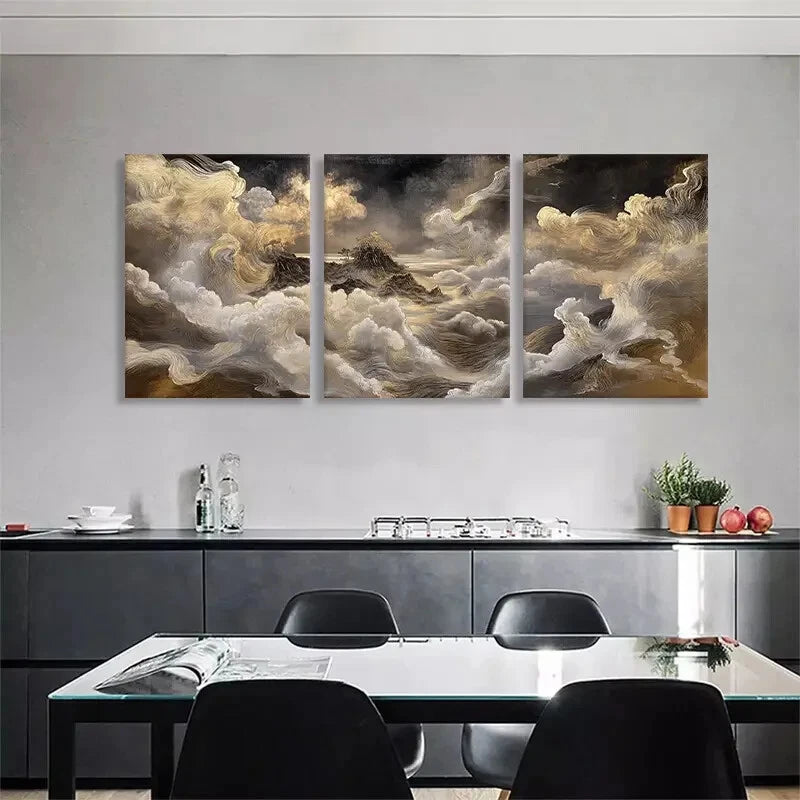 3pcs Celestial Clouds and Majestic Mount Perfect Wall Art Set Canvas Framed 40x60cm - High Quality Print 100% Australian Made Wall Canvas Ready to Hang