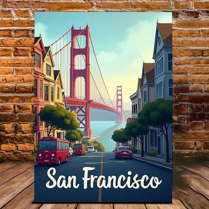 San Francisco Golden Gate Bridge Travel Poster Print Wall Art