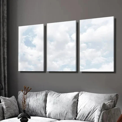 3pcs Blue Sky Cloud Serene Nature Perfect Wall Art Set Canvas Framed 40x60cm - High Quality Print 100% Australian Made Wall Canvas Ready to Hang