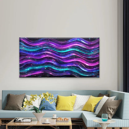Glossy Gradient Wave Texture Wall Art Canvas Office Home Room Framed 120x60cm