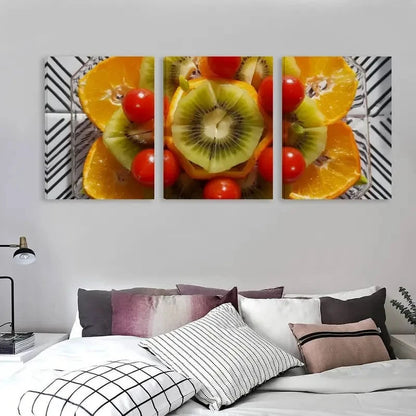 3pcs Flower Arrangement Made of Orange & Kiwi Wall Art Set Canvas Framed 50x70cm - High Quality Print 100% Australian Made Wall Canvas Ready to Hang