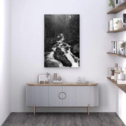 River In Forest Rocky Terrain 40x60cm Metal Print Ready to Hang