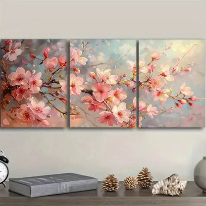 3pcs Cherry Tree Wall Art Painting Metal Print Ready to Hang Art