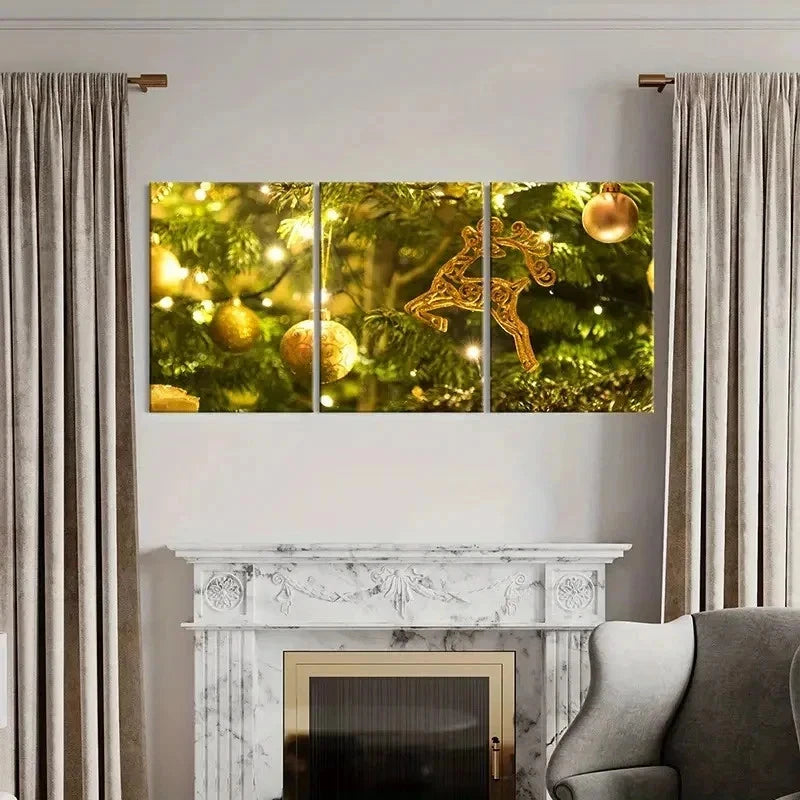 3pcs Winter Christmas Decorations Wall Art Set Canvas Framed 40x60cm - High Quality Print 100% Australian Made Wall Canvas Ready to Hang
