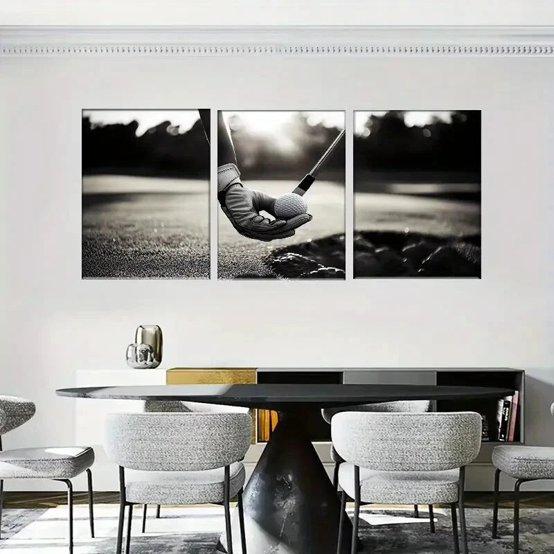 3pcs Modern Classic Black and White Metal Print Ready to Hang Art