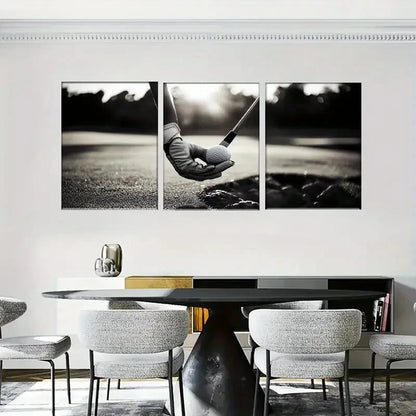 3pcs Modern Classic Black and White Metal Print Ready to Hang Art