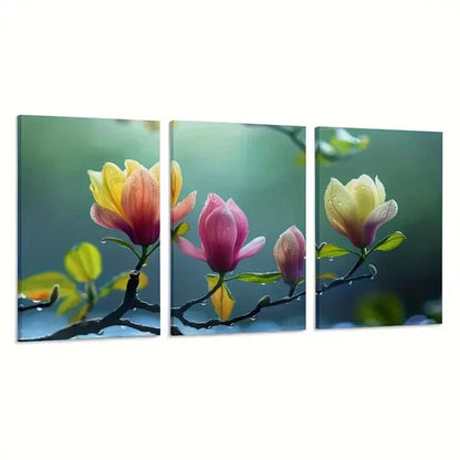 3pcs Flowers After the Rain Nature Landscapes Wall Art Set Canvas Unframed - High Quality Print 100% Australian Made Wall Canvas