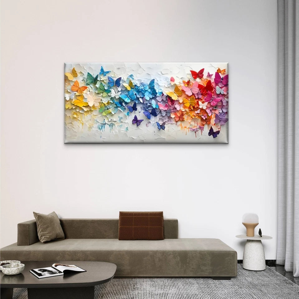 Colorful Abstract Butterfly Wall Art Canvas Office Home Room Framed 120x60cm
