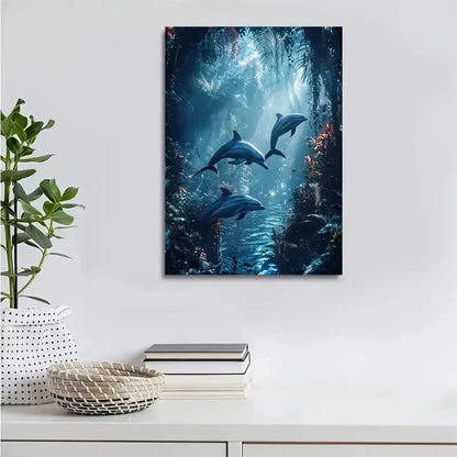 Mystical Jungle Theme with Vibrant Colors Painting 40x60cm Metal Print Ready to Hang