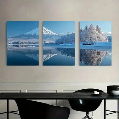 3pcsBreathtaking Winter Scene of Mount Fuji Metal Print Ready to Hang Art