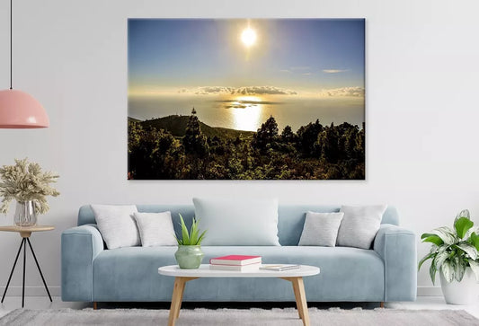 View Of The Ocean With The Sun Wall Art Decor 100% Australian Made