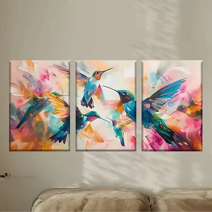 3pcs Hummings in Flight Wall Art Set Canvas Unframed - High Quality Print 100% Australian Made Wall Canvas