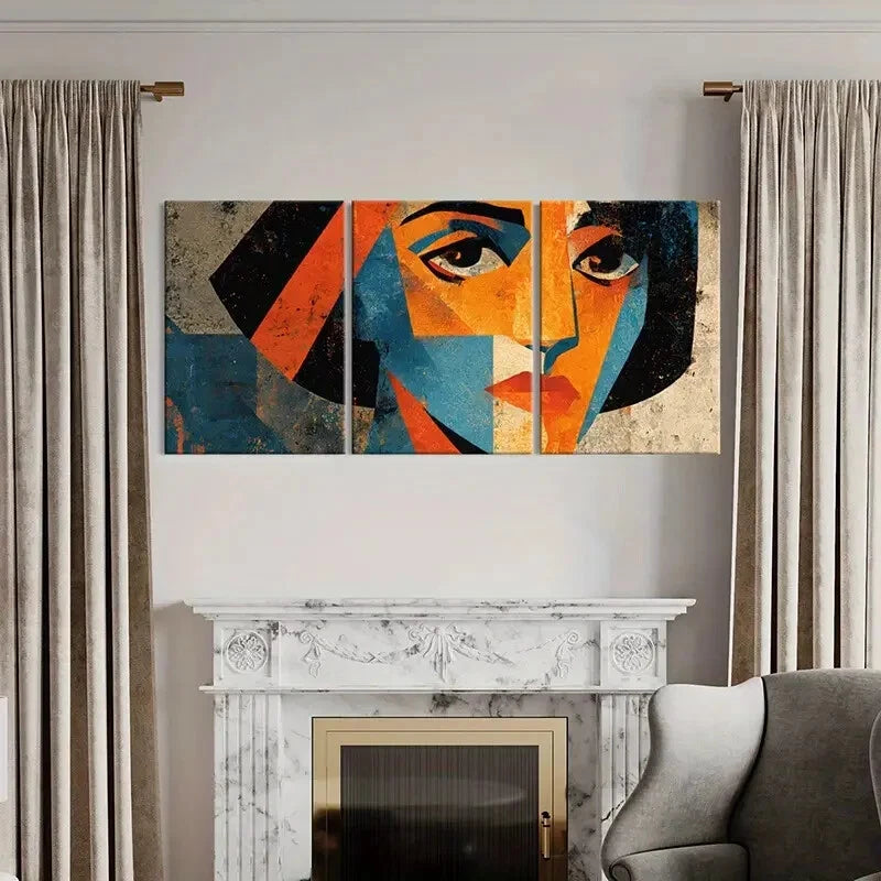 3pcs Geometric Design Vibrant Colors Abstract Art Metal Print Ready to Hang Art