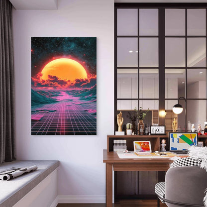 Retro 70s Vibe Background 40x60cm Metal Print Ready to Hang