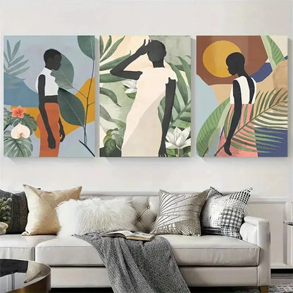 3pcs Abstract Botanical Silhouette Metal Print Ready to Hang Art