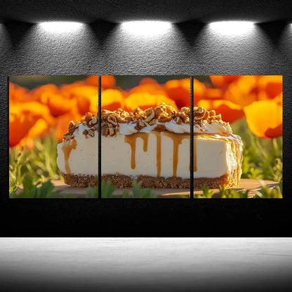 3pcs Delicious Cheesecake Pieces Metal Print Ready to Hang Art