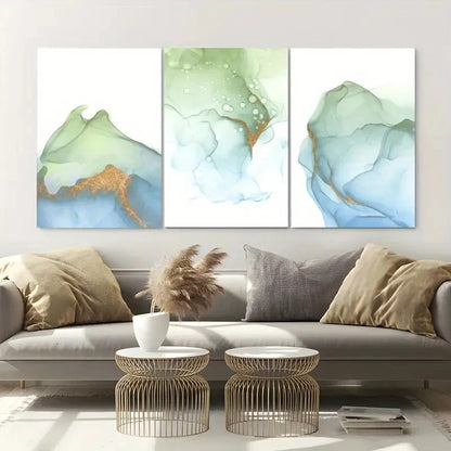 3pcs Watercolor Smoke Poster Paintings Metal Print Ready to Hang Art