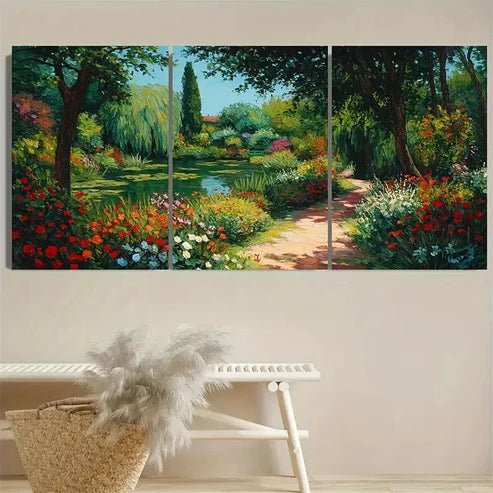 3pcs Crescent Moon Floral Botanical William Wall Art Set Canvas Unframed - High Quality Print 100% Australian Made Wall Canvas