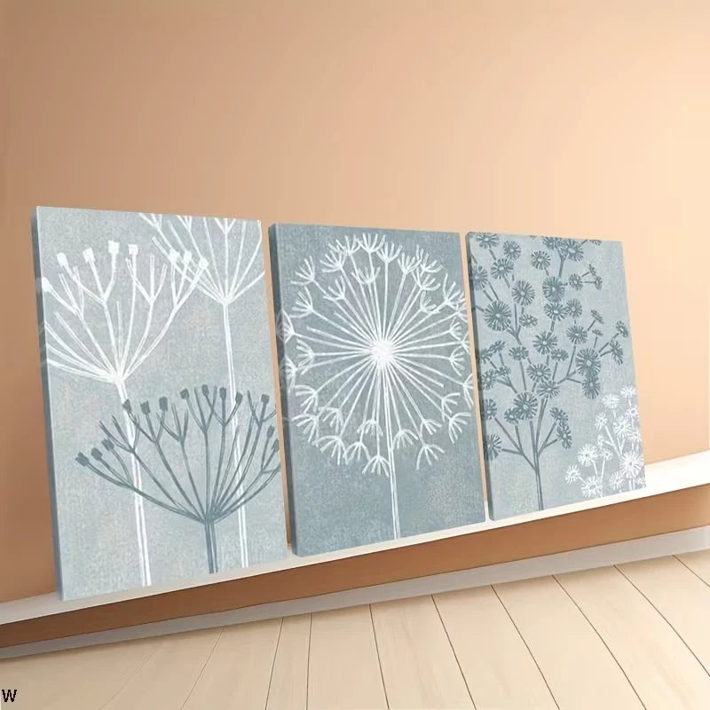3pcs Vintage Botanical Seed Head Wall Art Set Canvas Framed 50x70cm - High Quality Print 100% Australian Made Wall Canvas Ready to Hang